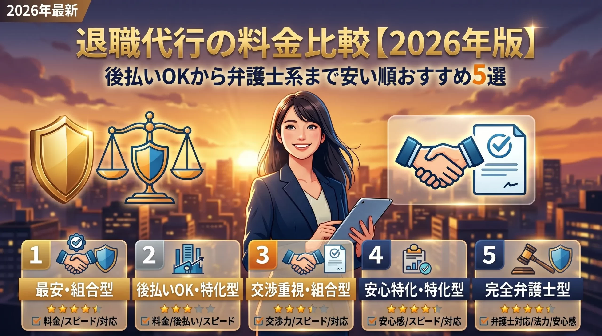 退職代行の料金比較【2026年版】後払いOKから弁護士系まで安い順おすすめ5選