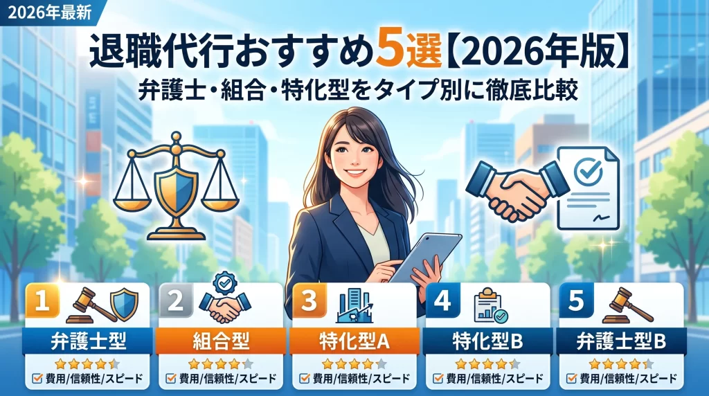 退職代行おすすめ5選【2026年版】弁護士・組合・特化型をタイプ別に徹底比較